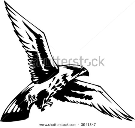 Flying Hawk   Vector Illustration  Ready For Vinyl Cutting    Stock