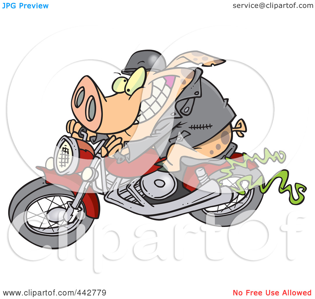 Free  Rf  Clip Art Illustration Of A Cartoon Biker Pig By Ron Leishman