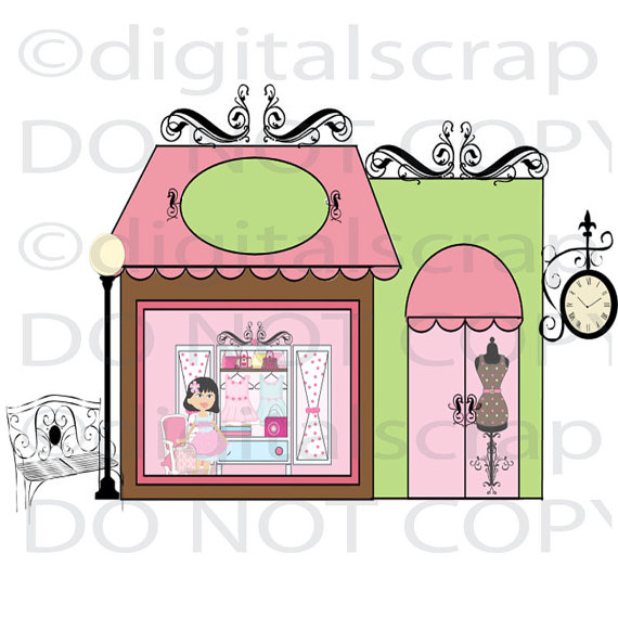 Get 1 Free Fashion Boutique Shop Store Front Girly Graphic Clip Art