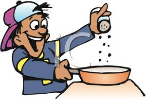 Man Cooking With Salt   Royalty Free Clipart Picture
