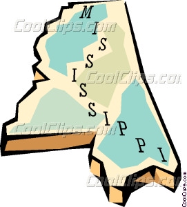 Mississippi State Map Vector Clip Art