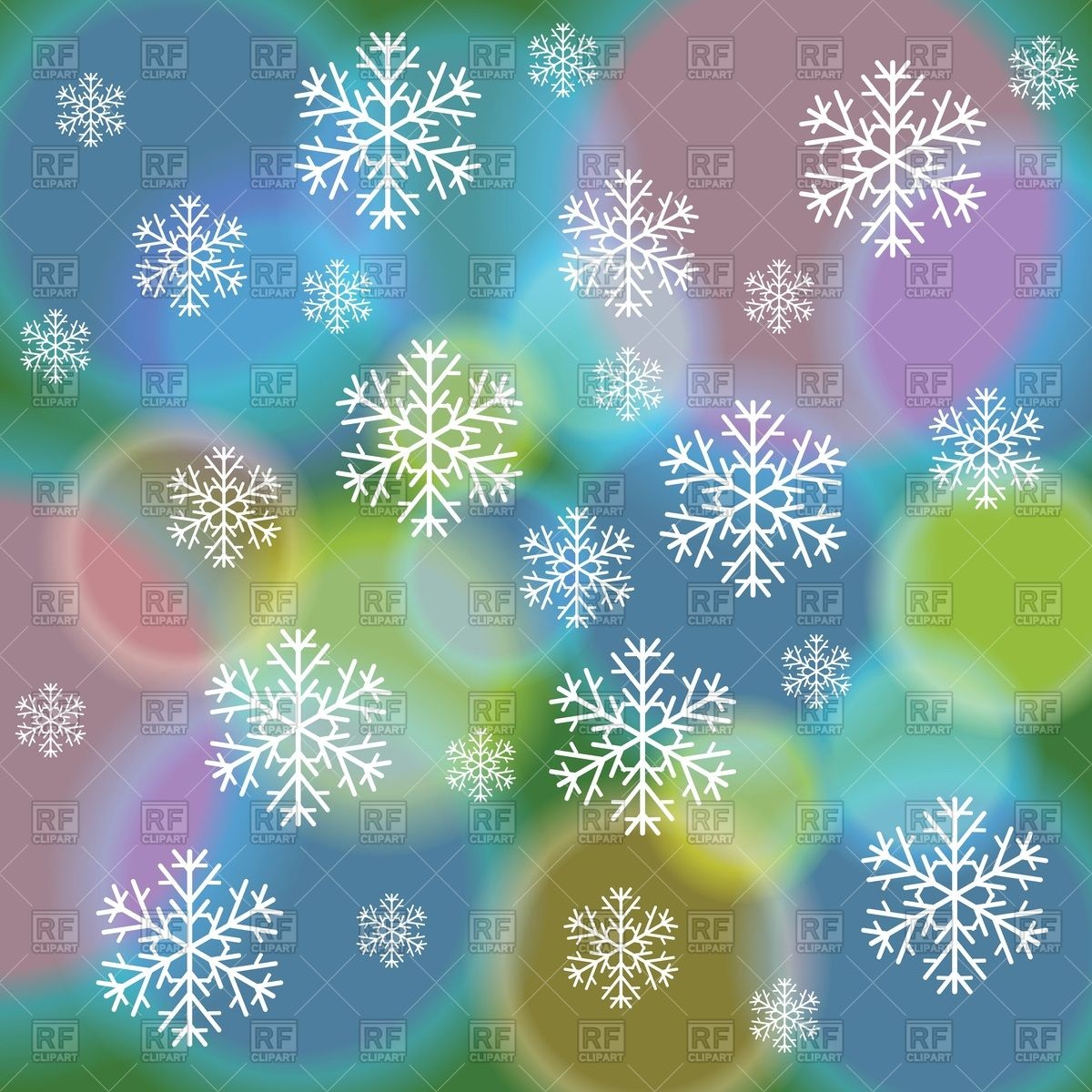 Abstract Winter Background With Colorful Spots And Snowflakes 39793    