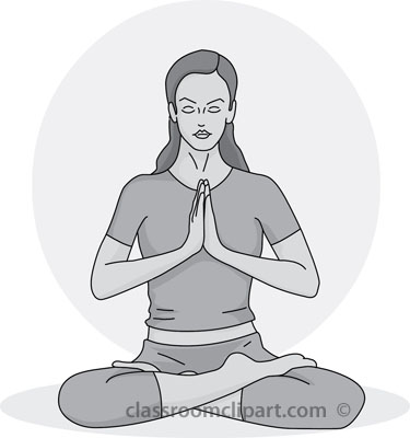 And White Clipart  Yoga Meditation Pose 09 Gray   Classroom Clipart