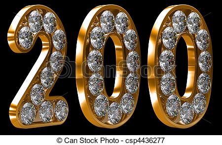 Golden 200 Two Hundred Numeral Incrusted With Diamonds  Other Numbers