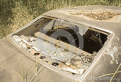 Old Dirty Car With Busted Window Stock Photo   Image  45729749