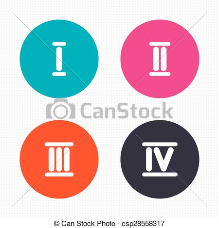 Vector Clip Art Of Roman Numeral Icons Number One Two Three   Circle