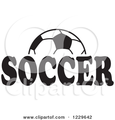 Clipart Of A Black And White Ball And Soccer Text   Royalty Free    