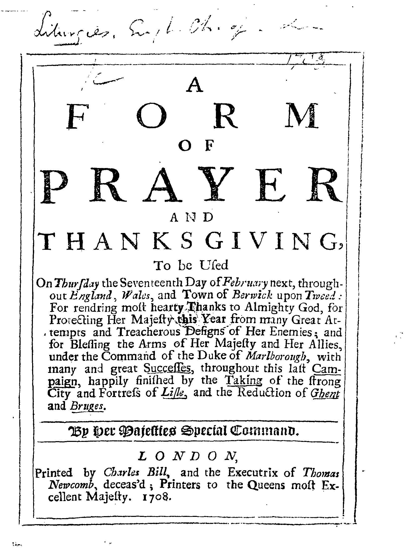 Here Is A Title Page From One Of The Orders Of Worship Published At