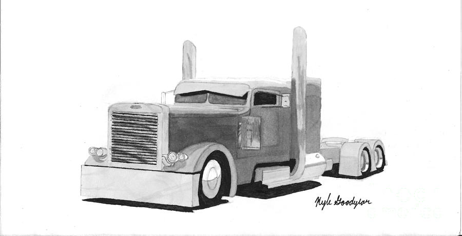 Peterbilt Semi Truck Drawing