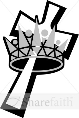 Black And White Crown In Cross   Cross Clipart