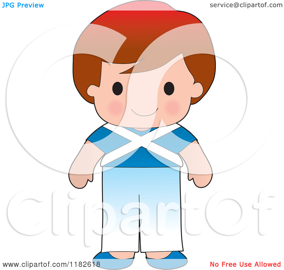 Boy Wearing Scottish Flag Clothing   Royalty Free Vector Clipart By