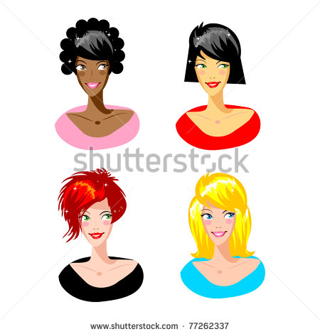 Cartoon Portrait Clipart Illustration Collection  Female Hairstyles