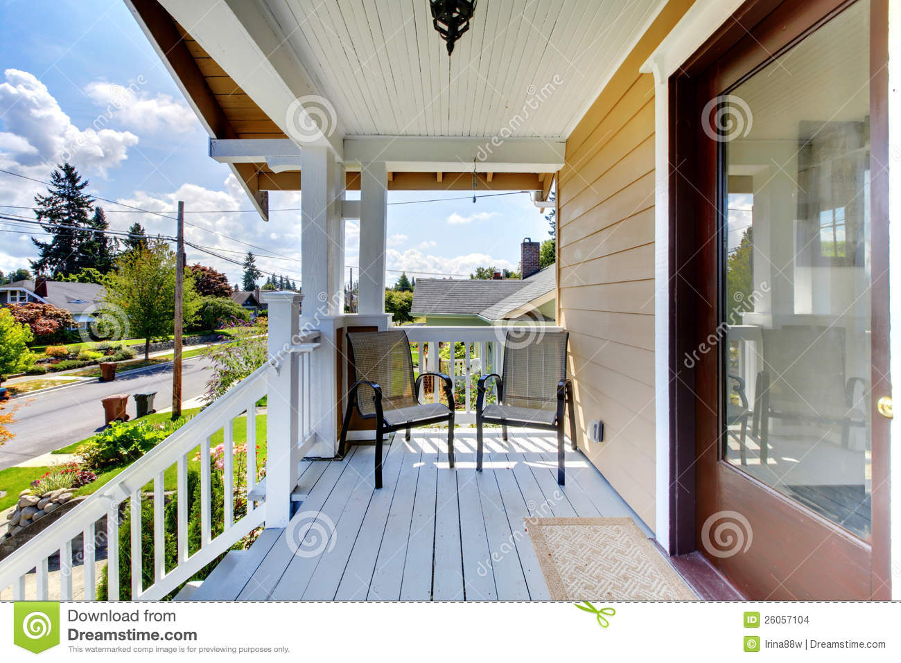 Front Door Entrance With Steps And Two Chairs  Stock Images   Image