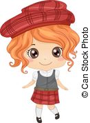 Scottish Girl   Illustration Featuring A Girl Wearing A