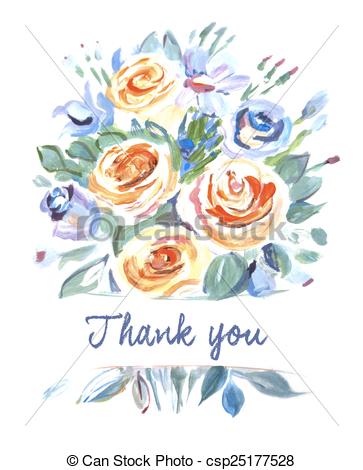 Bouquet Of Flowers Thank You Painting    Csp25177528   Search Clipart
