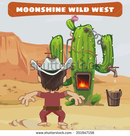 Cowboy Cook A Moonshine Of Cactus In The Wild West Vector Card