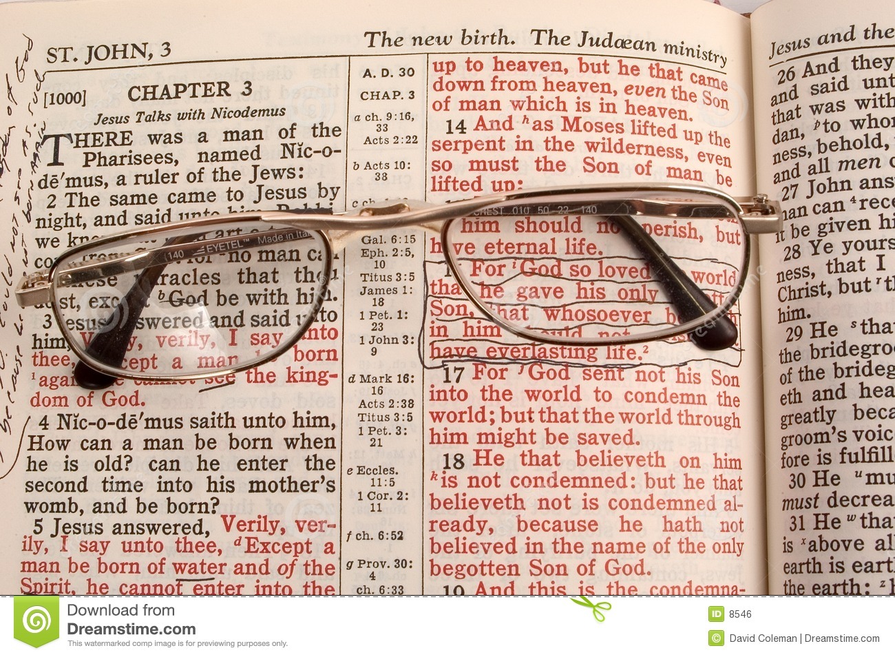 Glasses Laying On A Bible With The Lenses Highlighting One Of The Most