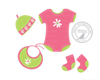 Hot Pink Baby M Dchen Layette Clipa Rt Baby Onsie Clip Art   Set 4