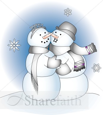 New Year Snow People   Religious Christmas Clipart