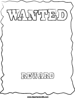 Poster Template Black And White Outlines Wanted Poster Line Art Ready    