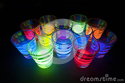 Shot Glasses With Glow Stick Juice Stock Photo   Image  53247772