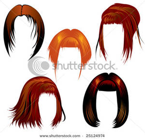 Five Sets Of Red Hair Clip Art Image