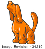 Art Graphic Of An Orange Hound Dog Character Sounding A Lonely Howl