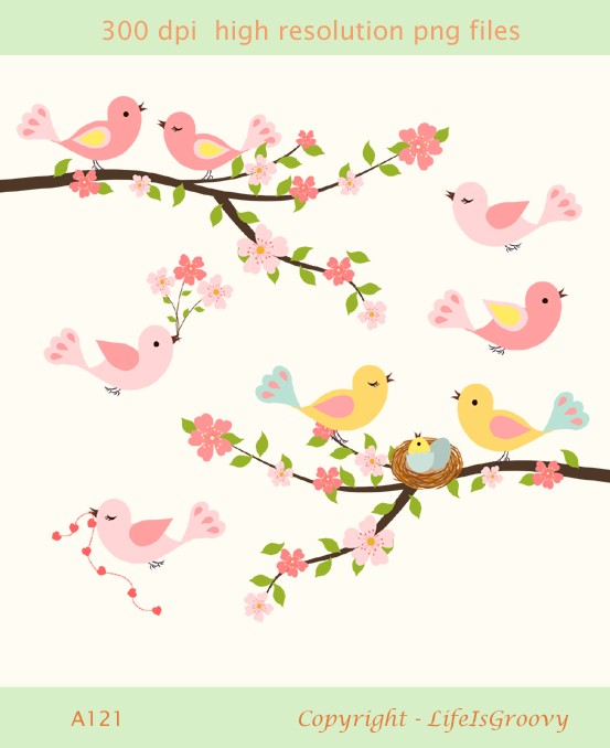 Bird Nest In Tree Clipart Love Birds Spring Flowering