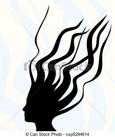 Eps Vector Of Wild Hair   A Silhouette Of A Woman With Wild Hair