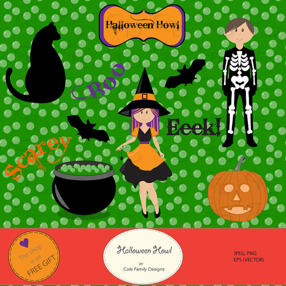 Halloween Howl Clipart Commercial Or Personal Use Vector Graphics
