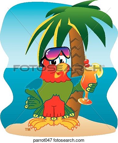Tropical Parrot Beach Clipart