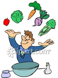 Excited Man Throwing Salad Makings Up In The Air   Royalty Free