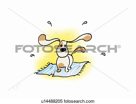 Illustration   Wet Dog Shaking Water Off  Fotosearch   Search Clipart