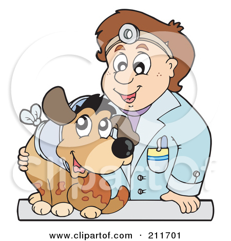 Rf  Clipart Illustration Of A Female Veterinarian Tending To A Cat