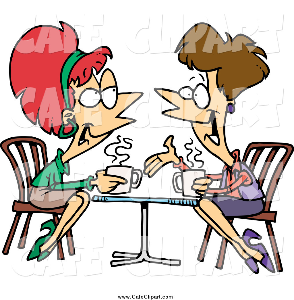 Clip Art Of Cartoon Girl Friends Talking Over Coffee By Ron Leishman