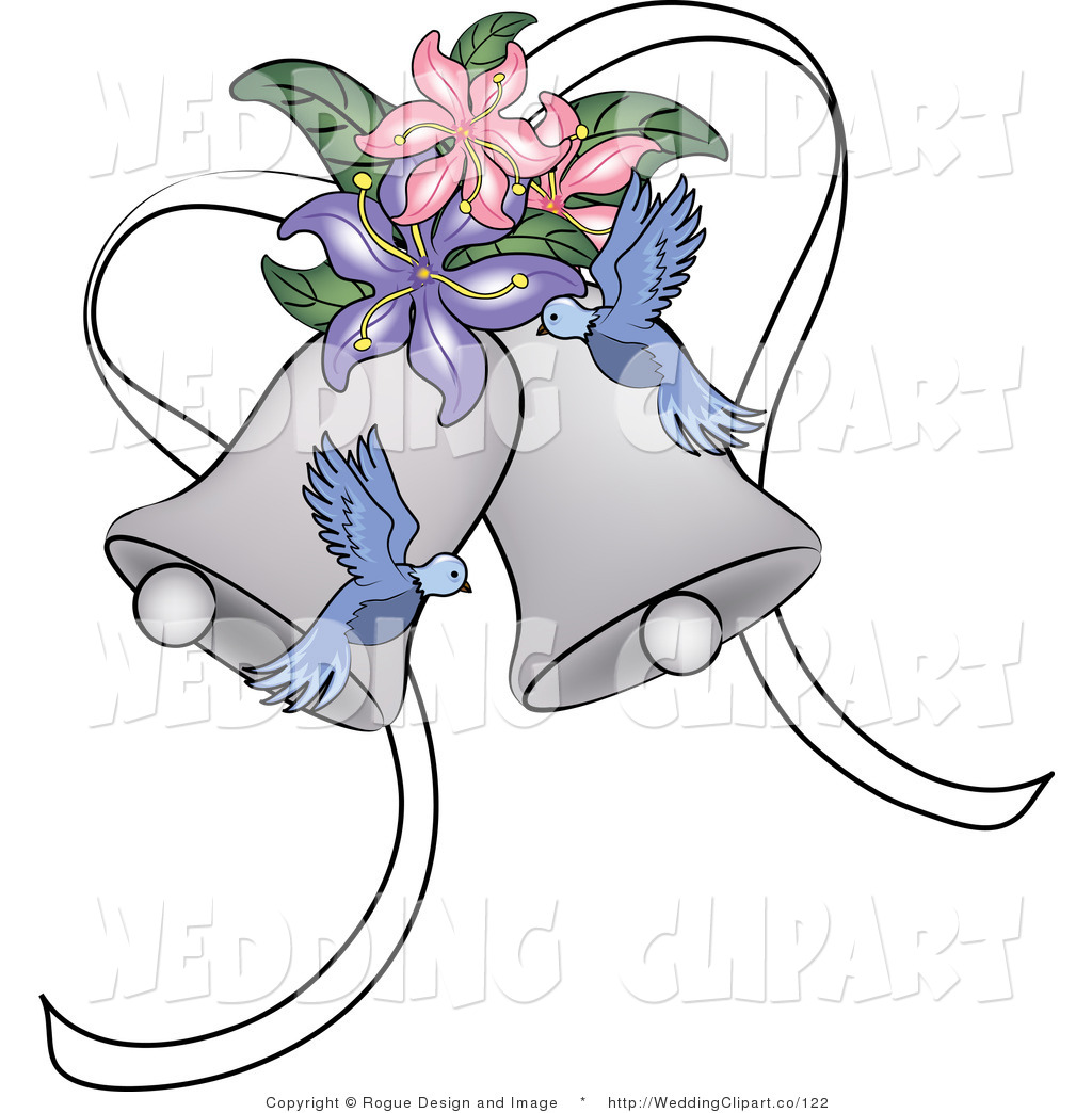 Clipart Of A Wedding Blue Doves And Lilies With Bells By Pams Clipart