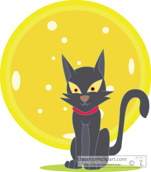 Halloween   Halloween Cat Full Moon 3   Classroom Clipart