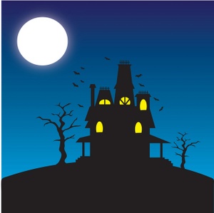 Scary Full Moon Clipart Haunted House Clipart Image