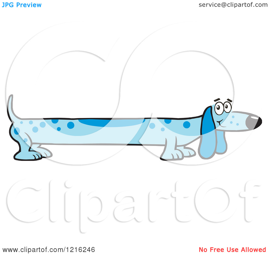 Clipart Of A Long Blue Dog   Royalty Free Vector Illustration By