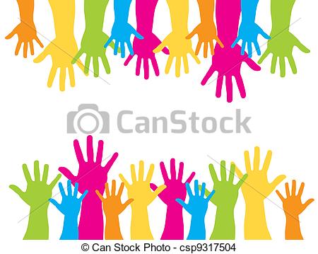 Eps Vector Of Cute Hands   Colorful Silhouette Hands Over White    