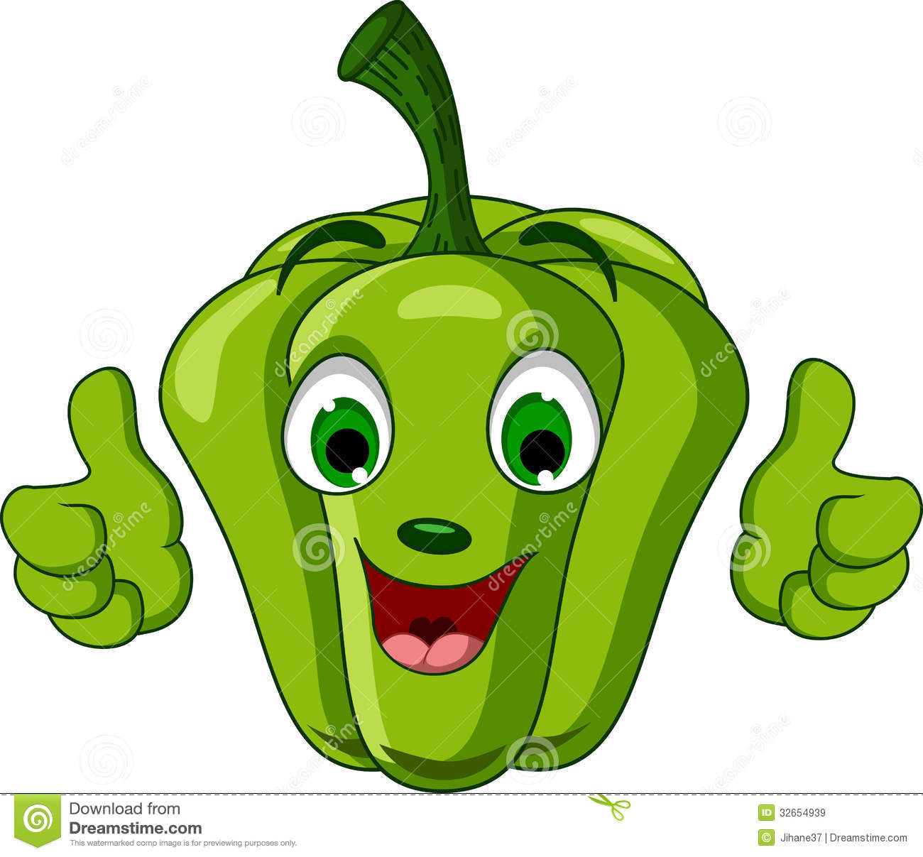 Green Pepper Character Giving Thumbs Up Royalty Free Stock Images