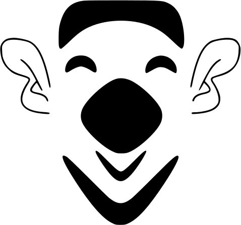 Clown Face Clipart Laughing Bearded Clown Face Bw