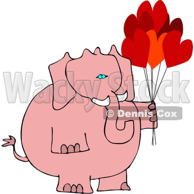 Elephant With Heart Balloons On Valentine S Day Clipart   Djart  4554