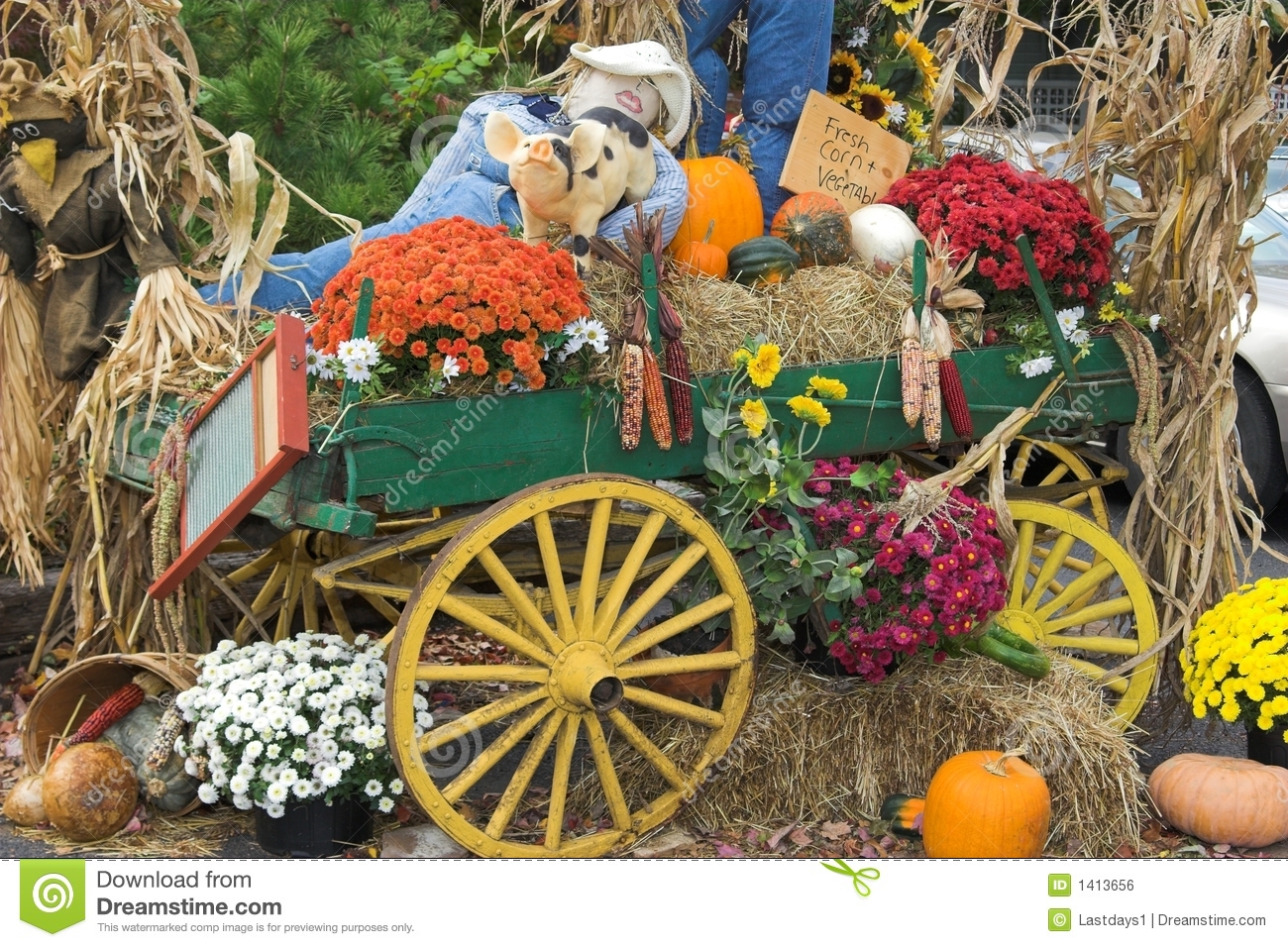 Fall Harvest Is Here With Lots Of Scarecrow People Fall Flowers