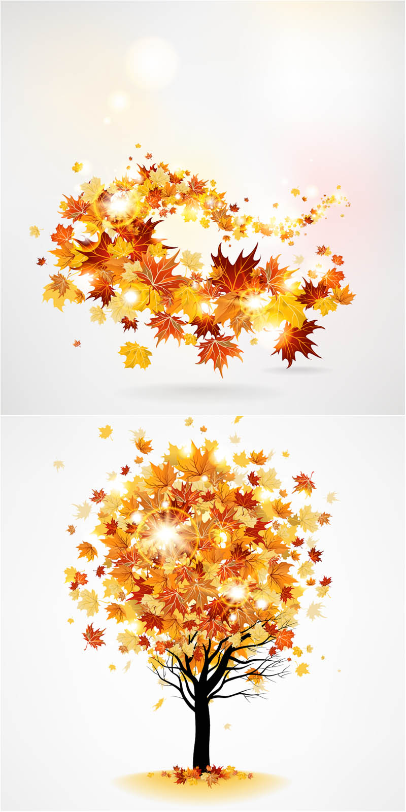 Tree And Fall Leaves Swirl For Your Seasonal Designs And Decorations