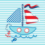 Cute Sail Boat And Lovely Vector Illustration Stock Vector   Clipart