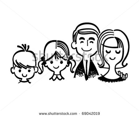 Perfect Family   Retro Clipart Illustration   69042019   Shutterstock