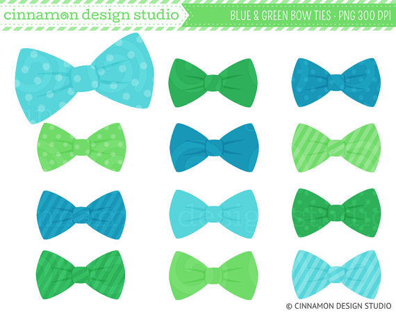 Blue And Green Bow Ties Clip Art   Bows From Cinnamondesignstudio