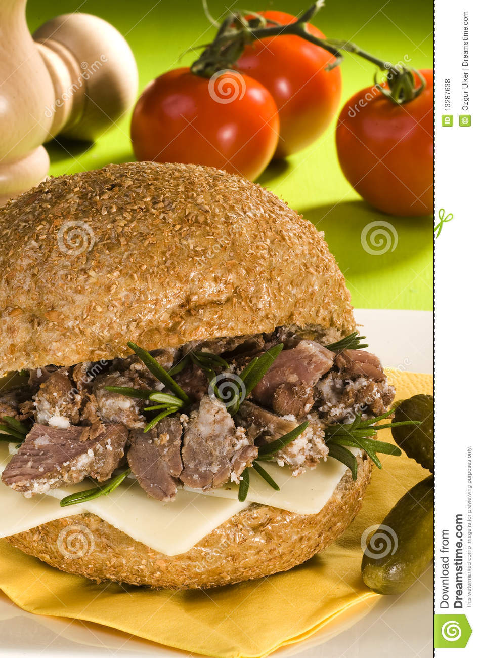 Dried Meat Sandwich Royalty Free Stock Photos   Image  13287638