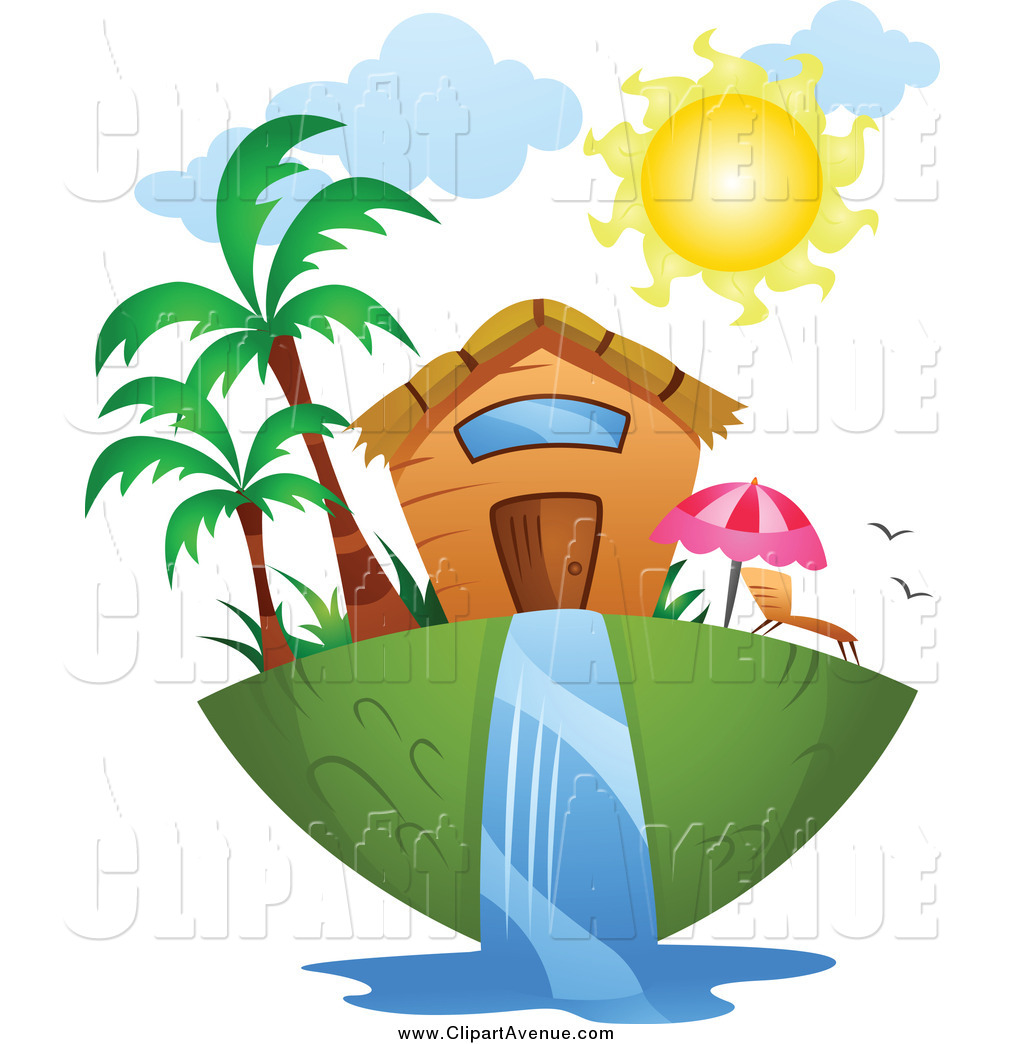 Avenue Clipart Of A Tropical Home And Waterfall By Bnp Design Studio